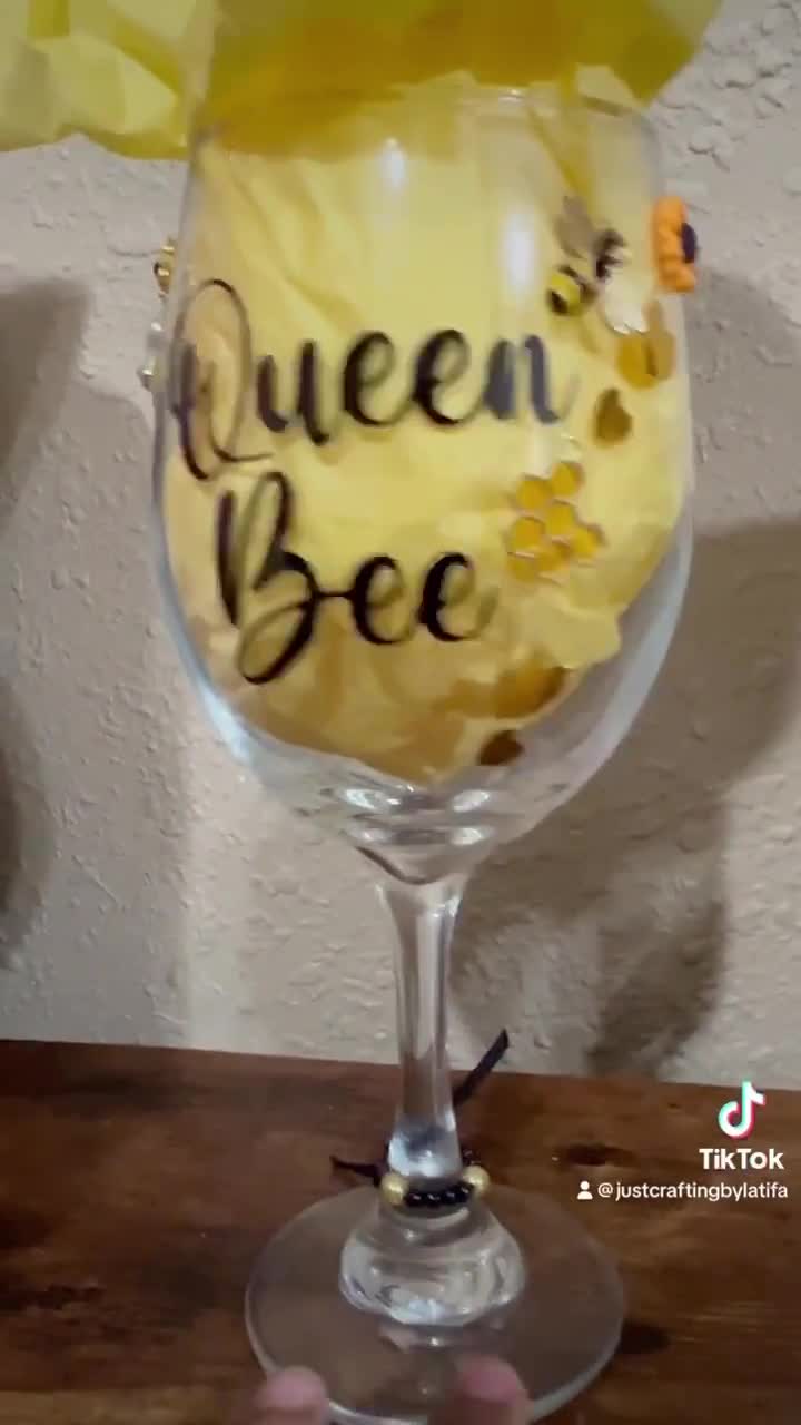 Queen Bee Birthday Personalized Custom Embellished Wine 