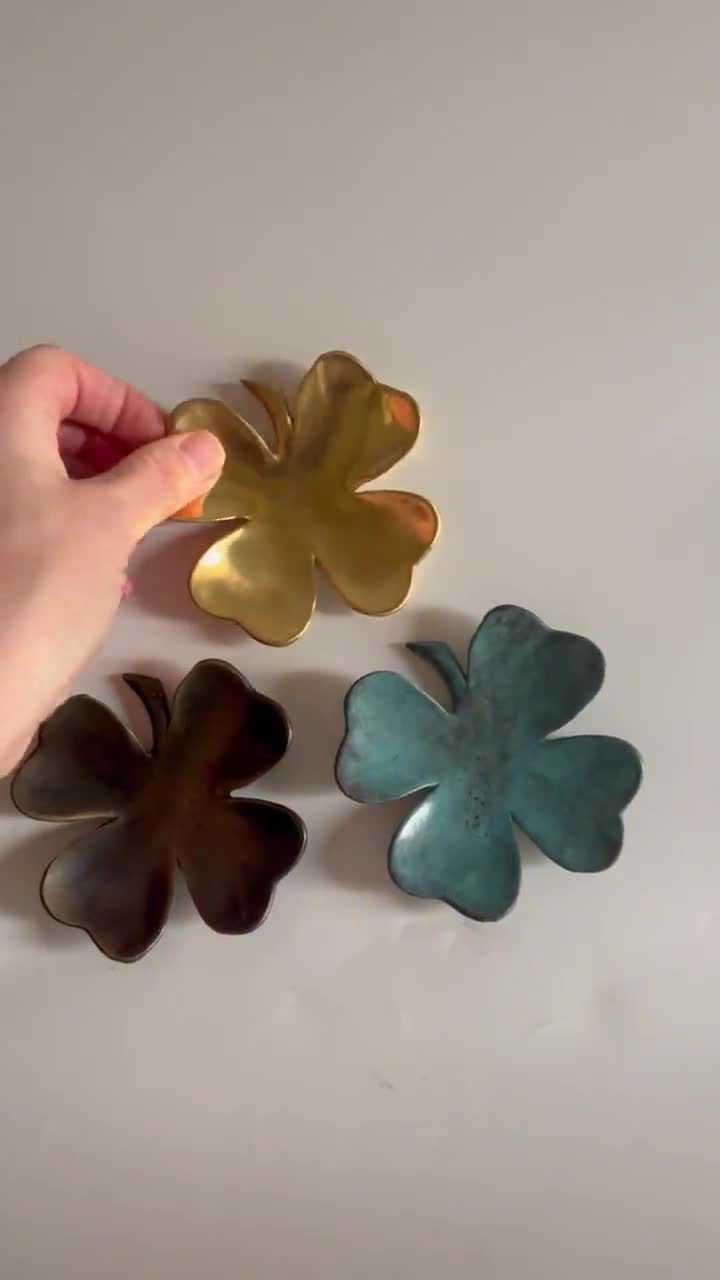 Bronze Four Leaf Clover Dish, 8th Anniversary Gift, Personalized