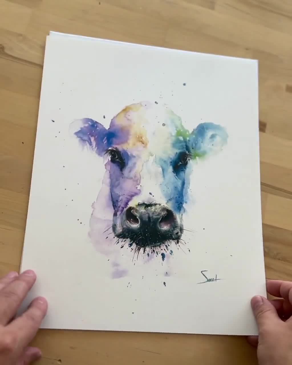 水彩画の象の壁アート - アフリカゾウの絵画、サファリ動物の