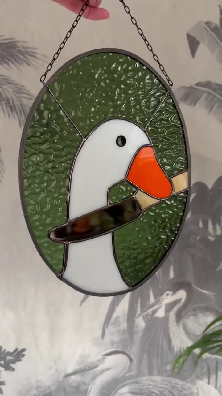 Diseño de vitral - DESCARGA DIGITAL | Atrapasol de vidrio con forma de ganso y cuchillo video poster