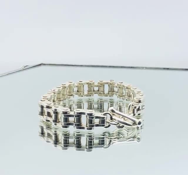 Sterling Silver Fancy Bike Chain Toggle Bracelet - Etsy