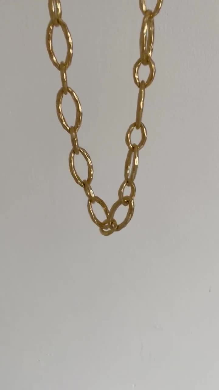 18k Gold Statement Necklace, Large Cable Link Chain, Chunky 18k Gold Statement Necklace, Large Cable Link Chain, Chunky