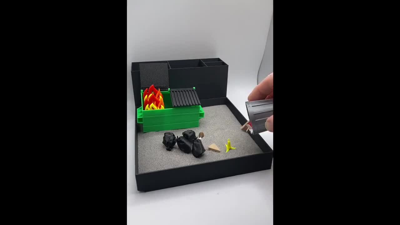 Dumpster Fire Zen Garden, Mini Desk Decor, Sensory Calming Sand