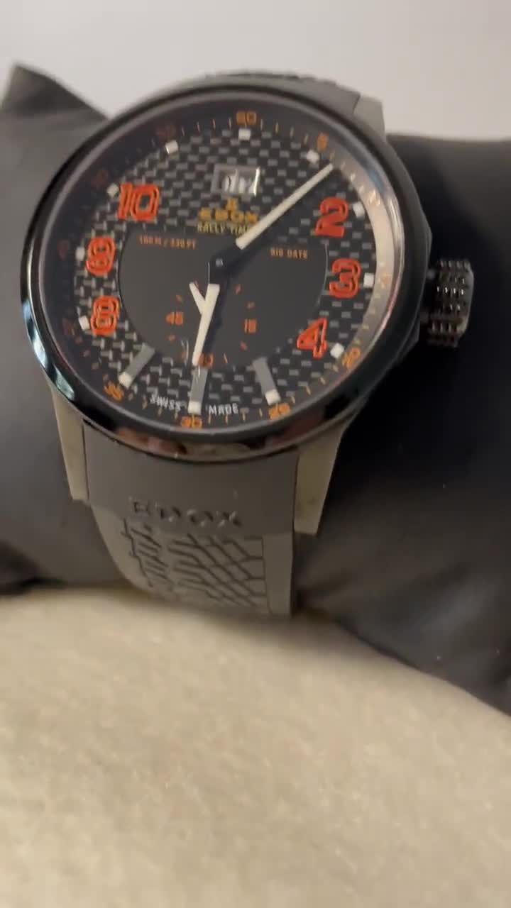 EDOX Watch WRC Rally Timer Big Date 64008 37N NOR Orange Black