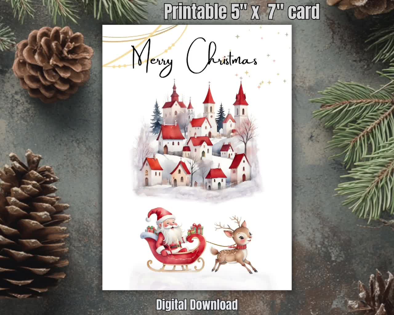 merry christmas card: printable 5x7 pdf (digital download)