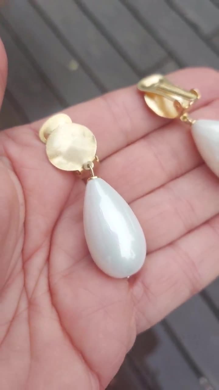 Gold Clip On Earrings 3 Pairs Pearl Hoop Clip On Earrings Non Pierced Earrings... Silver Clip On Earrings 12 thumbnail image