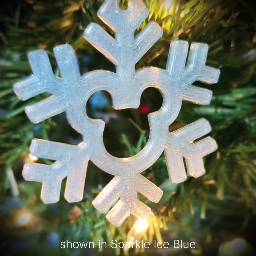 Hidden Mickey Style A 3D Printed Snowflake Ornaments 