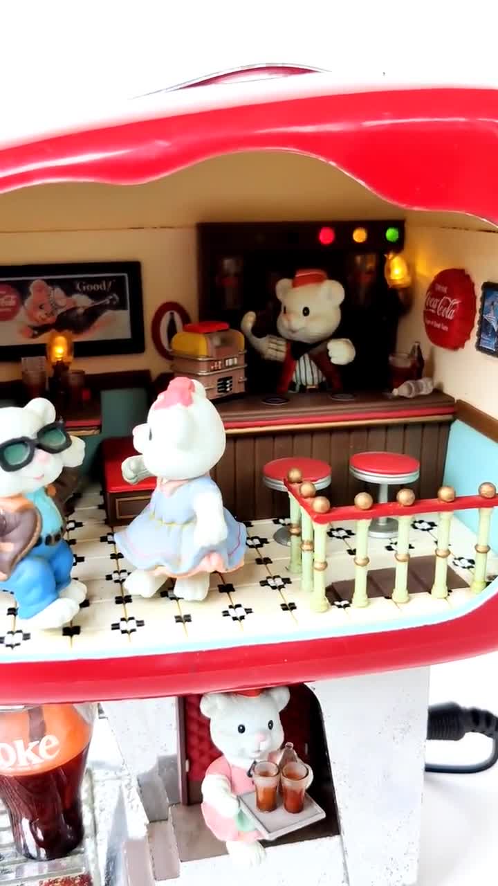 Enesco Mice Vintage Music Box - Coca Cola American Diner