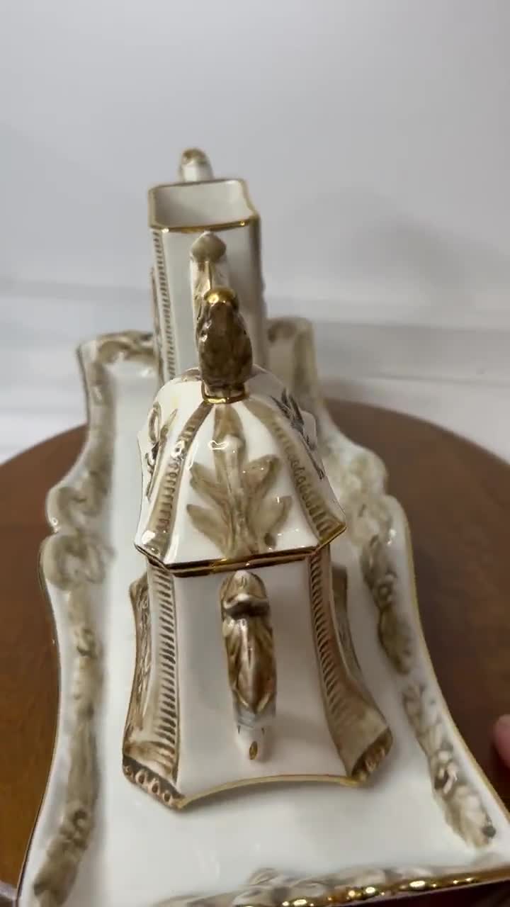 希少カポディモンテ 薬味トレー ヴィンテージ カポディモンテ 磁器製 クリーマー、シュガーボウル