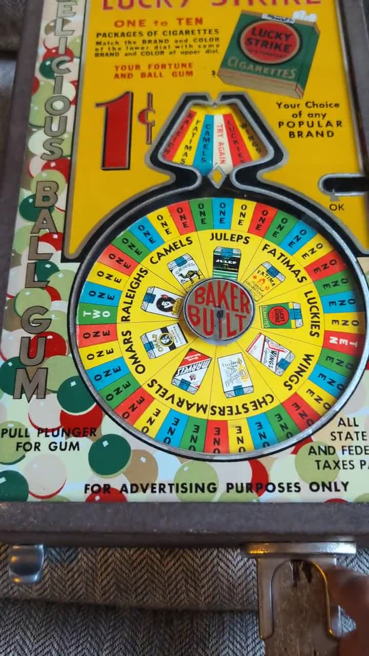 Antique 1940s Lucky Strike Cigarettes Gumball Trade Stimulator