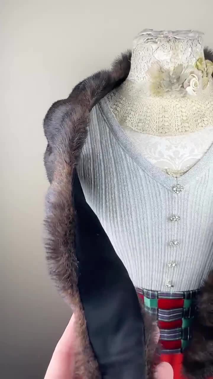 Collier en fourrure de renard marron clair - 100 % véritable - Haute Acorn