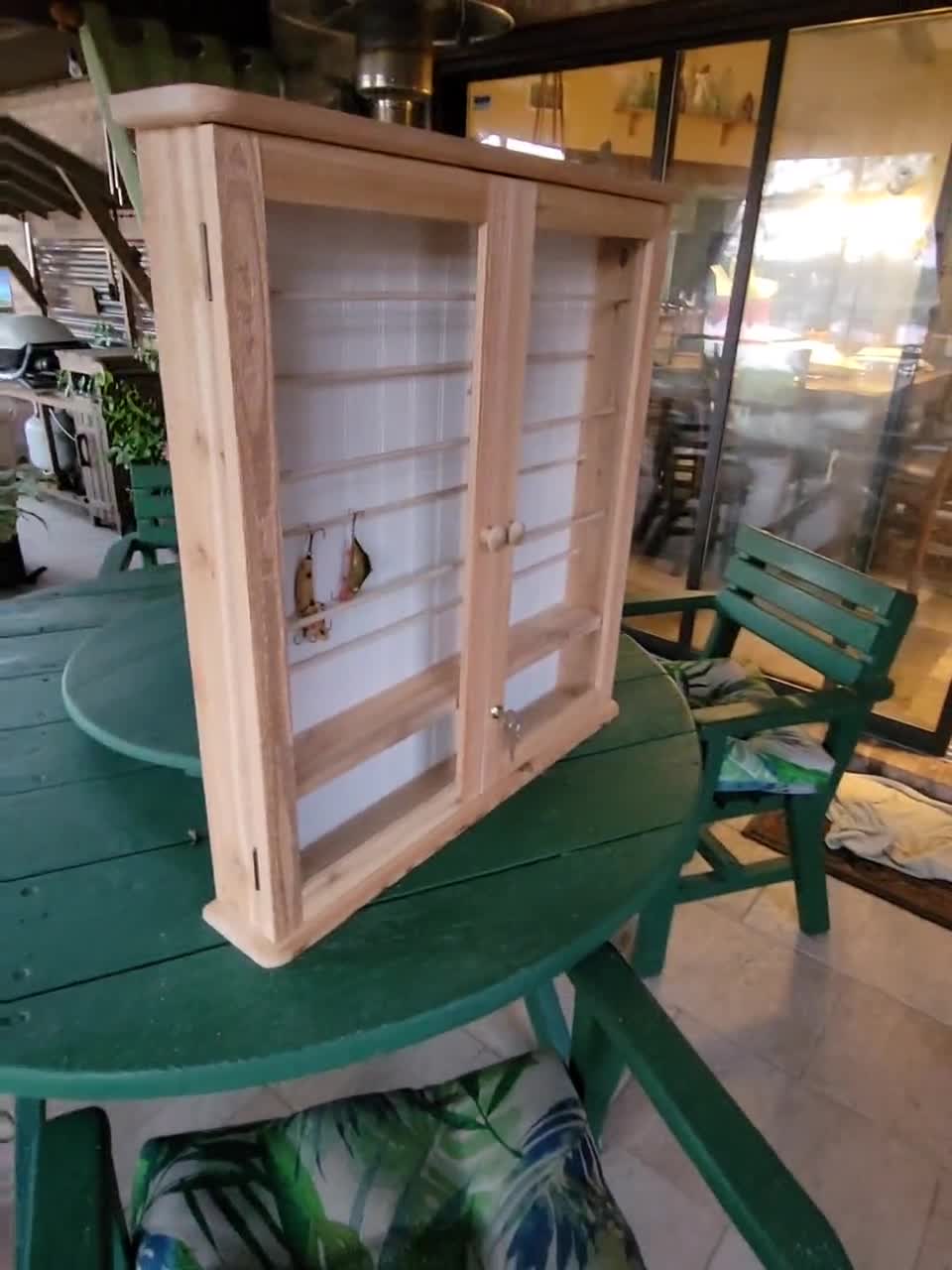 Fishing Lure/ Reel Display Cabinet. Holds Over 100 Lures. Handmade