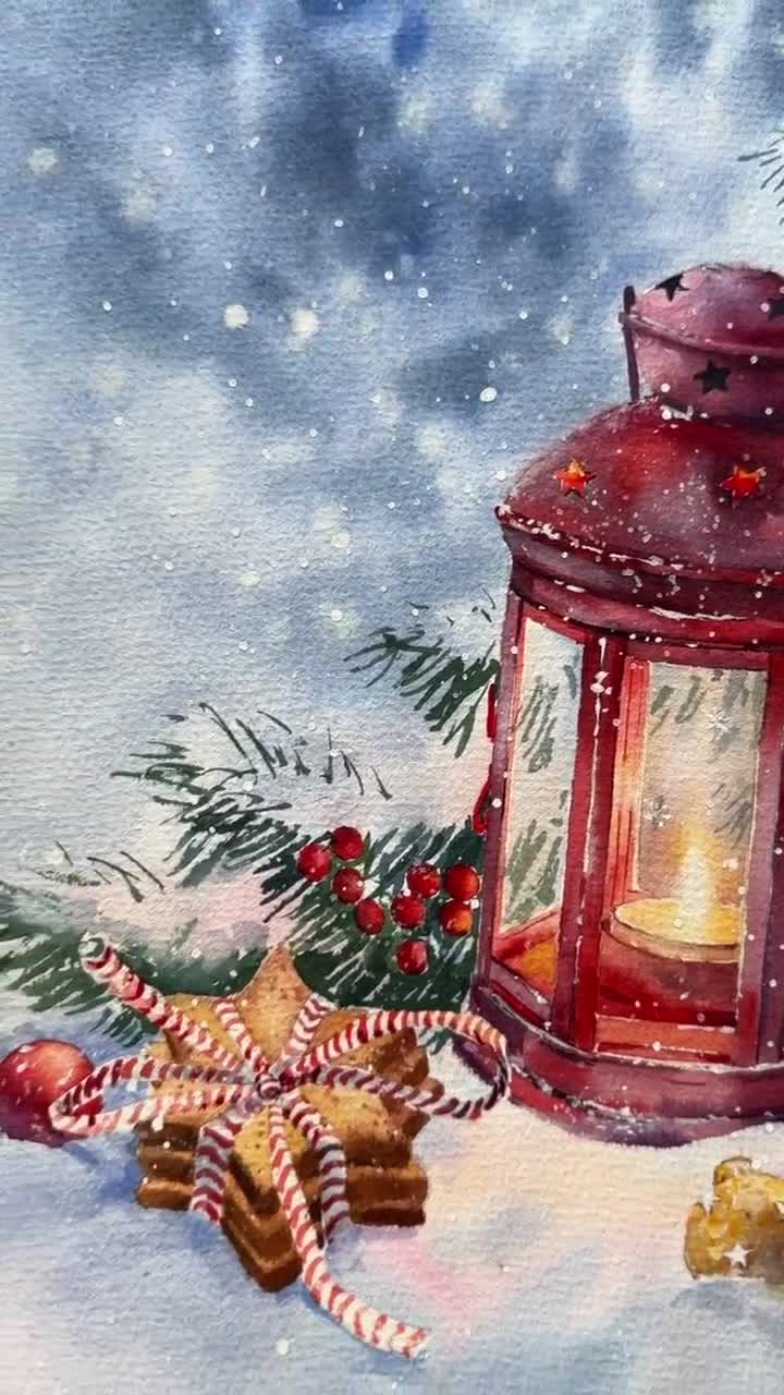 Orders Original Wall Art. ORIGINAL WATERCOLOR PAINTING Christmas Spirit