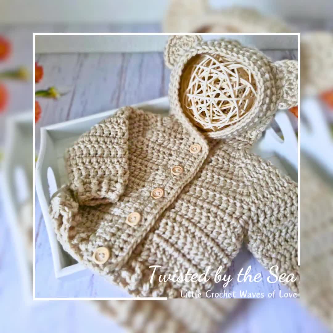 Teddy Bear Crochet Baby Sweater With Hood Pattern Handmade Crochet
