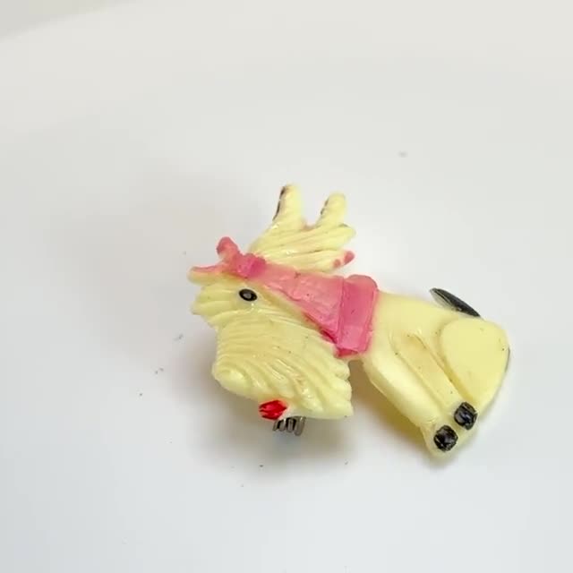 ヴィンテージ セルロイド スコティッシュテリア ブローチ スコティッシュテリアのセルロイドダブルブローチ 1950年代 ga