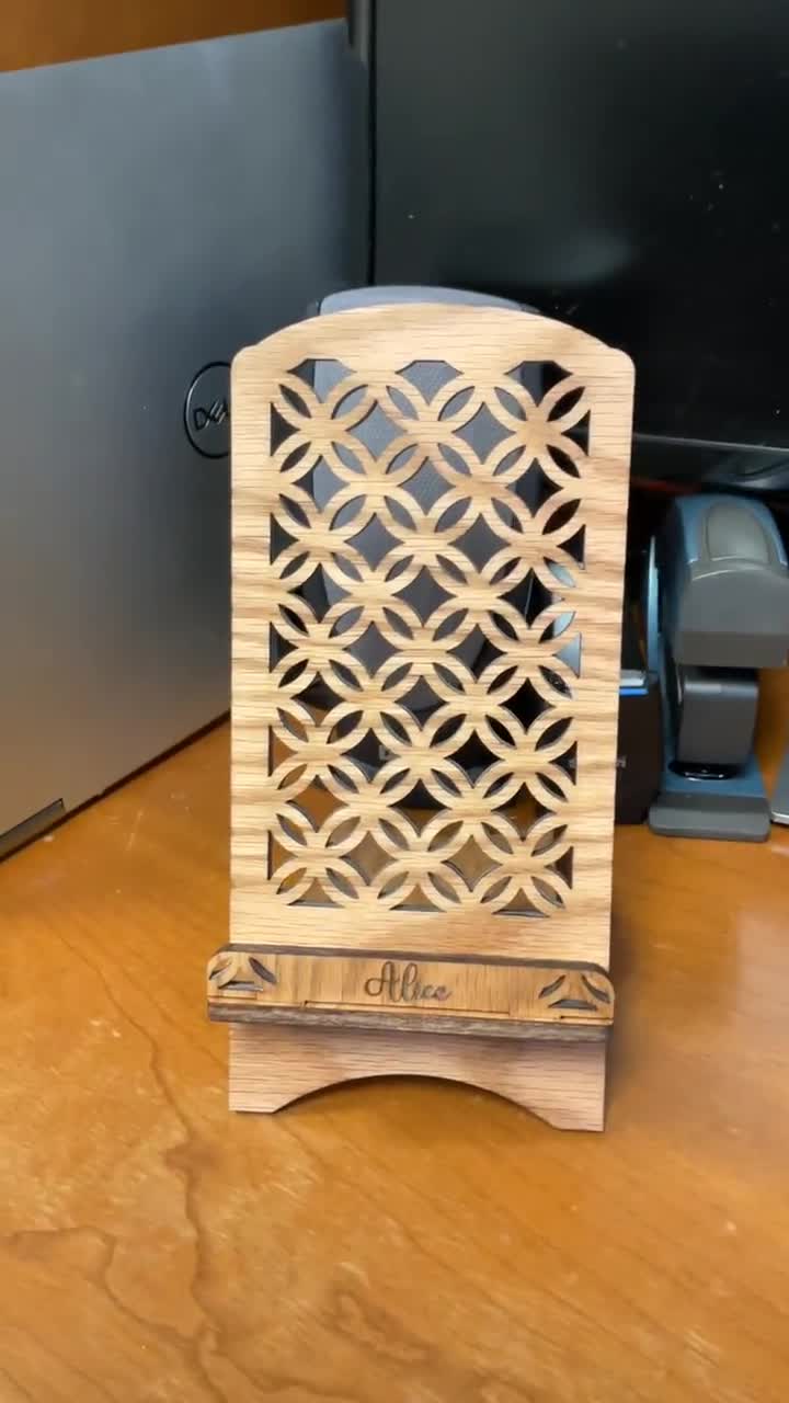 Personalized Wooden Phone Stand: Engraved Desk Accessory video poster