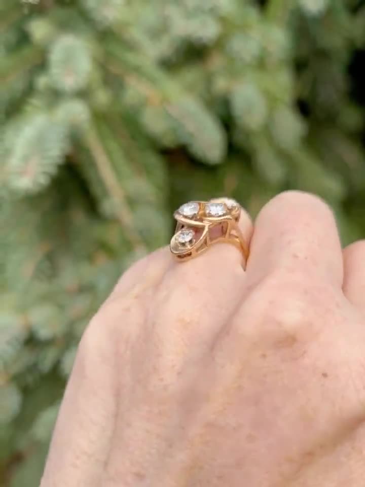 Four Stone Diamond Swirl 14k Yellow Gold Ring