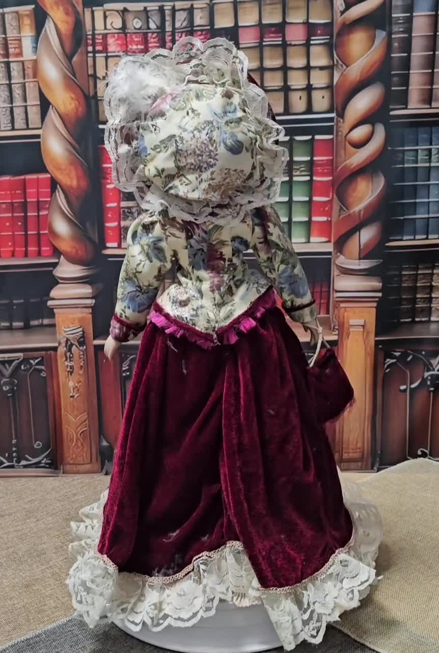 Vintage French Porcelain Doll 1980s, Victorian Style