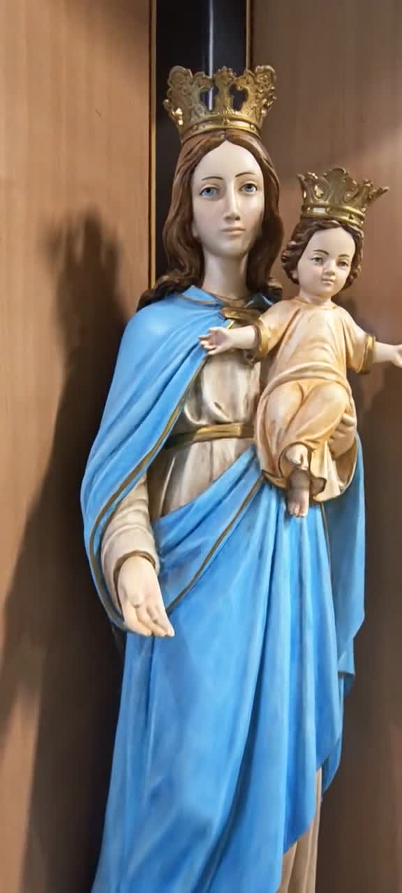 Statua Madonna Del Rosario In Resina SHALOM | Altezza 12 Cm In Confezione Regalo Con Preghiera
