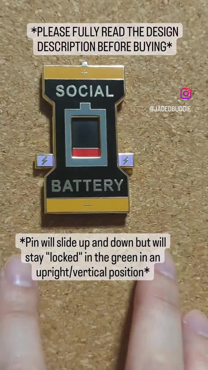 Original Introvert's Interactive Social Battery Enamel Pin 