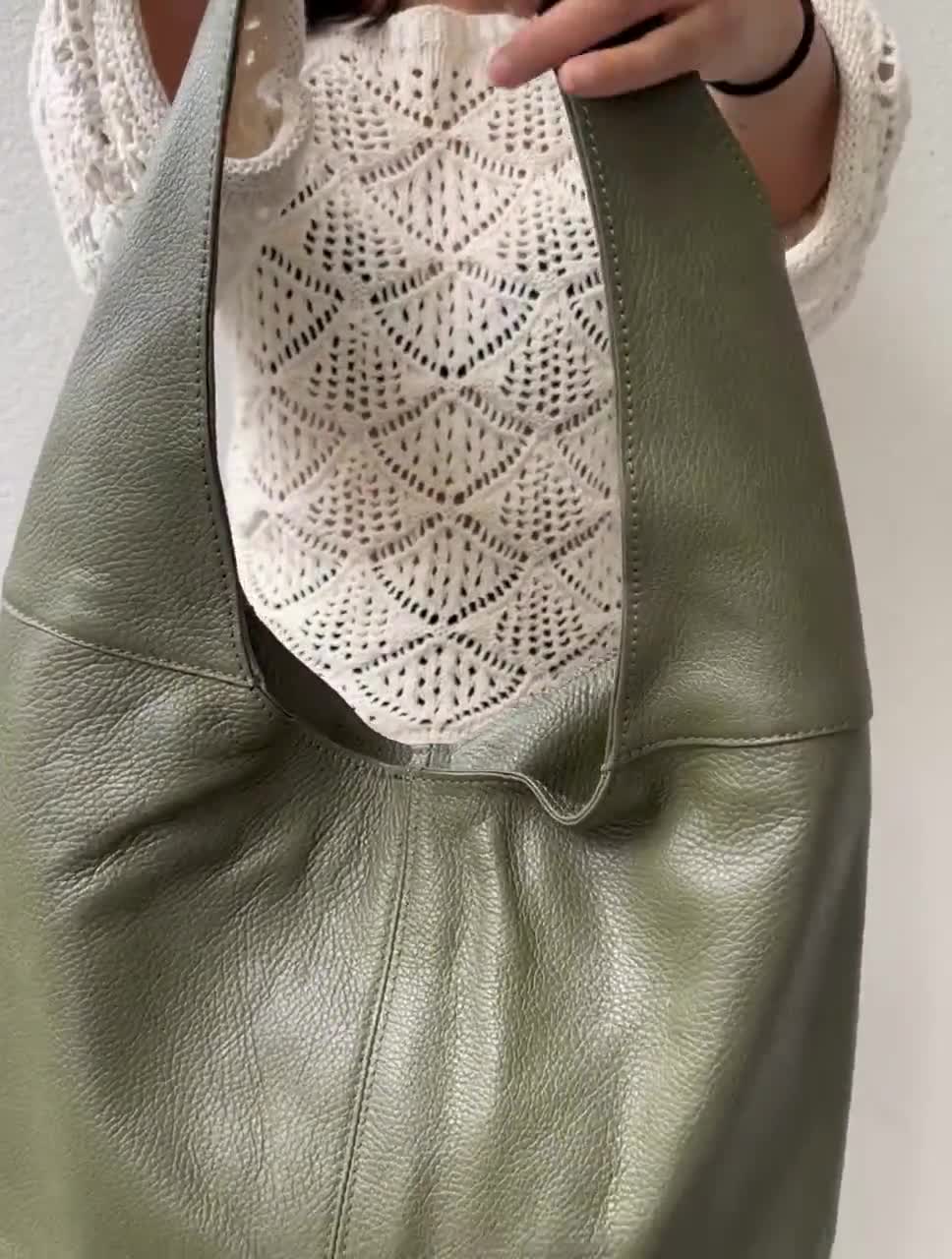★LOTSYOU★ lotsyou_Barbie Hobo Bag Olive Soft and Slouchy Leather Bag for Women - Hobo Purse With