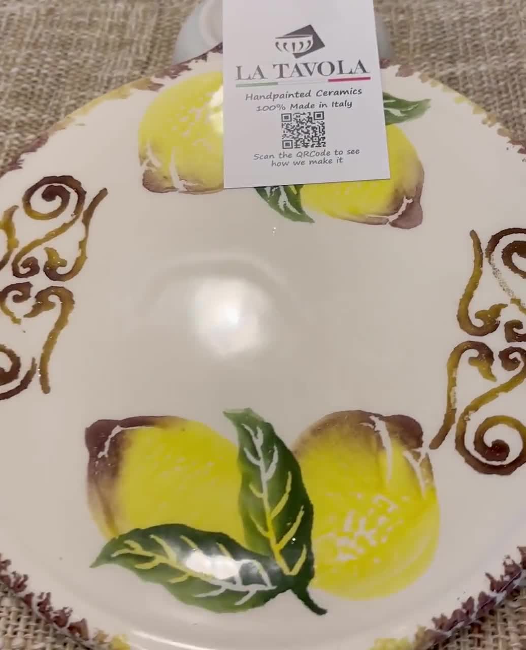 Authentic Italian Lemons and Leaves Ceramic 8.5