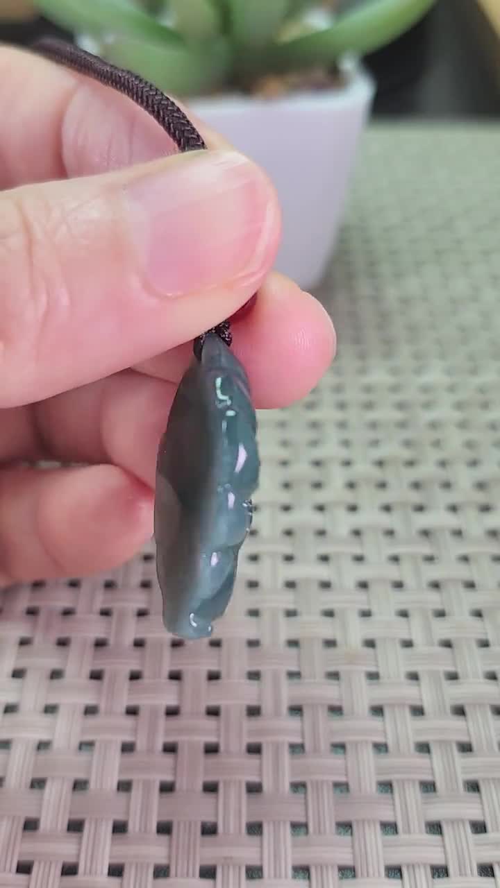 Nine-tailed Fox Natural Jade Pendant With Necklace Rope - Etsy