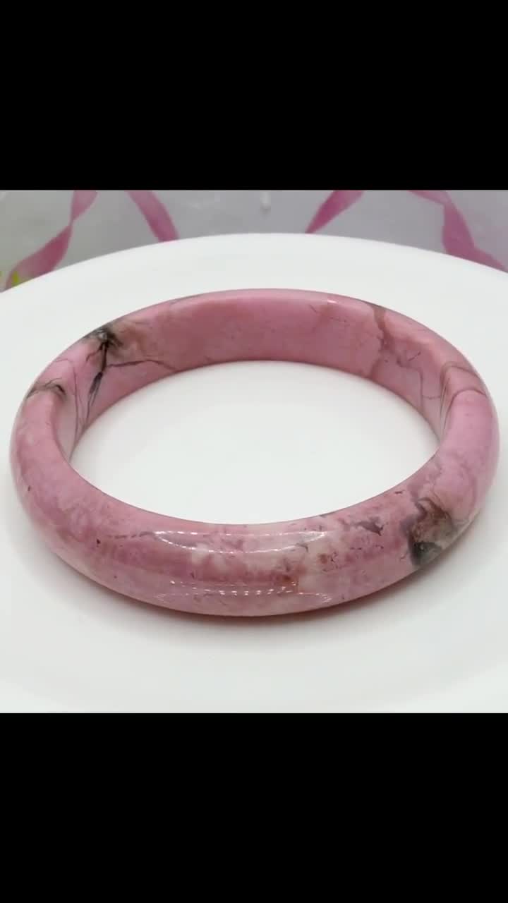 本物のピンクロードナイトバングル 54mm 天然ローズストーン