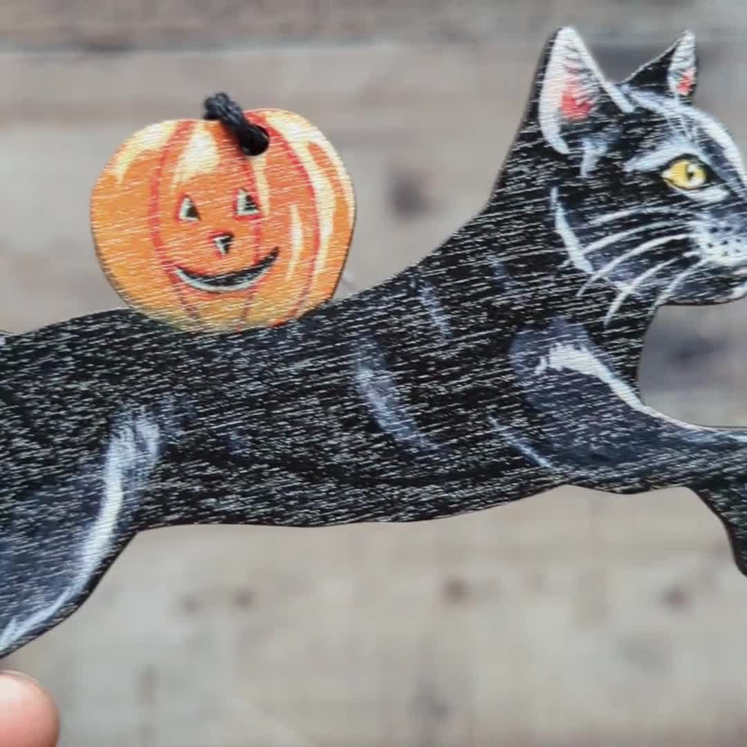 Boucle d'Oreille Chat Noir Citrouille Halloween pour Enfant
