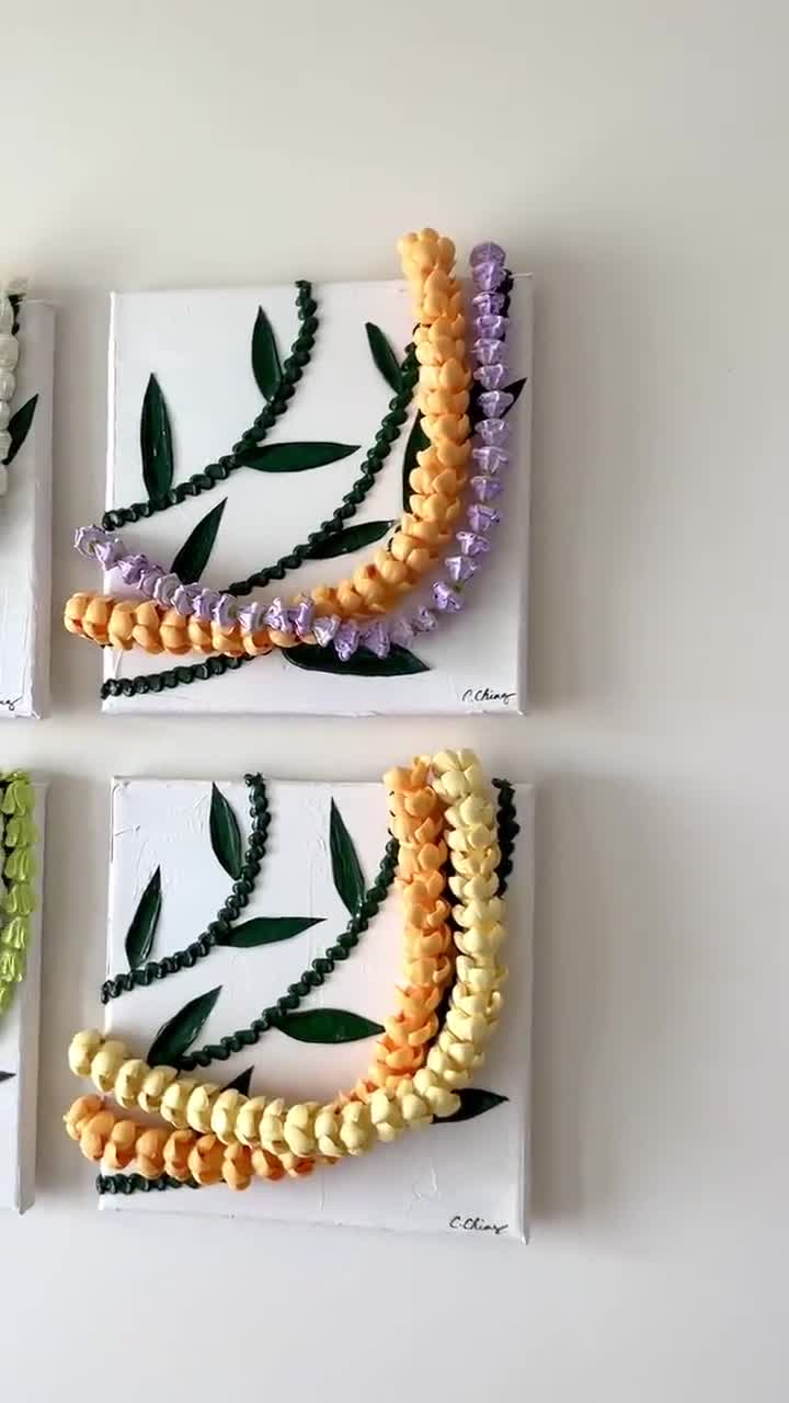 Puakenikeni and Pikake 3 Dimensional Hawaiian Flower Lei Acrylic