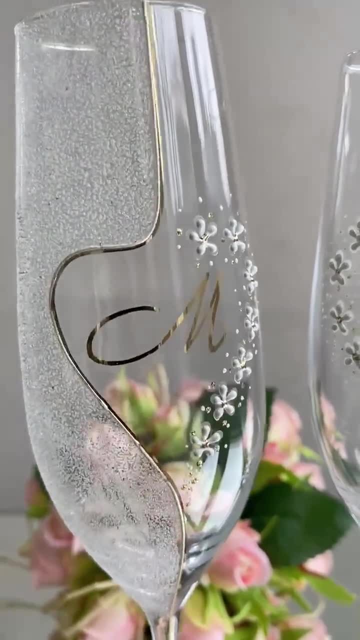 Flute Da Champagne In Plastica Con Glitter Oro - 25 Pezzi 150 Ml, Riutilizzabili, Con Stelo