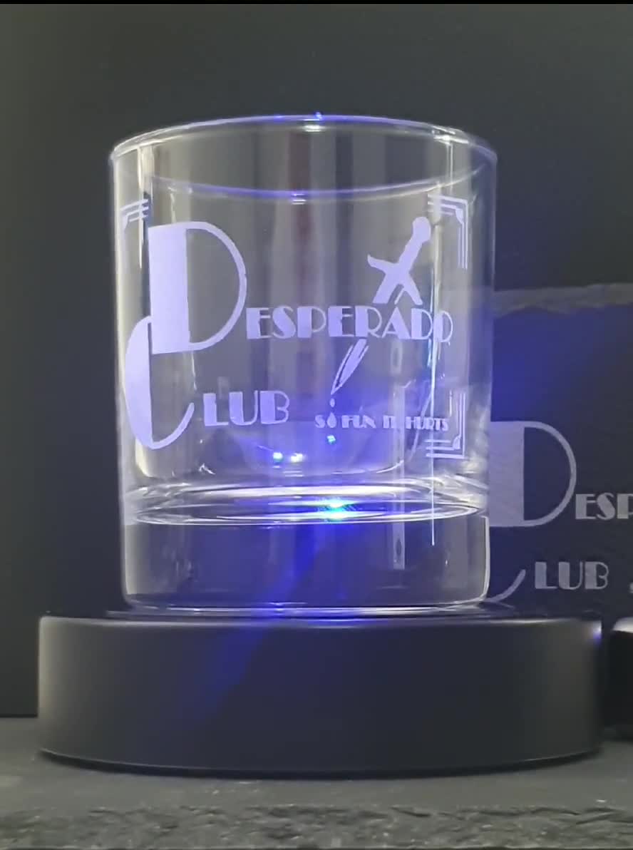 Desperado Club Laser Engraved Bar Glass and Rock Coaster Set. - Etsy