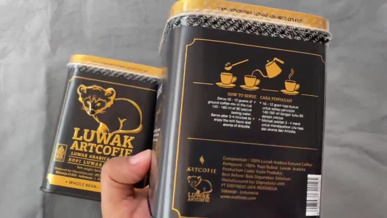 Artcofie コピ・ルアク アラビカ – 缶入り 100g – 挽きまたは豆