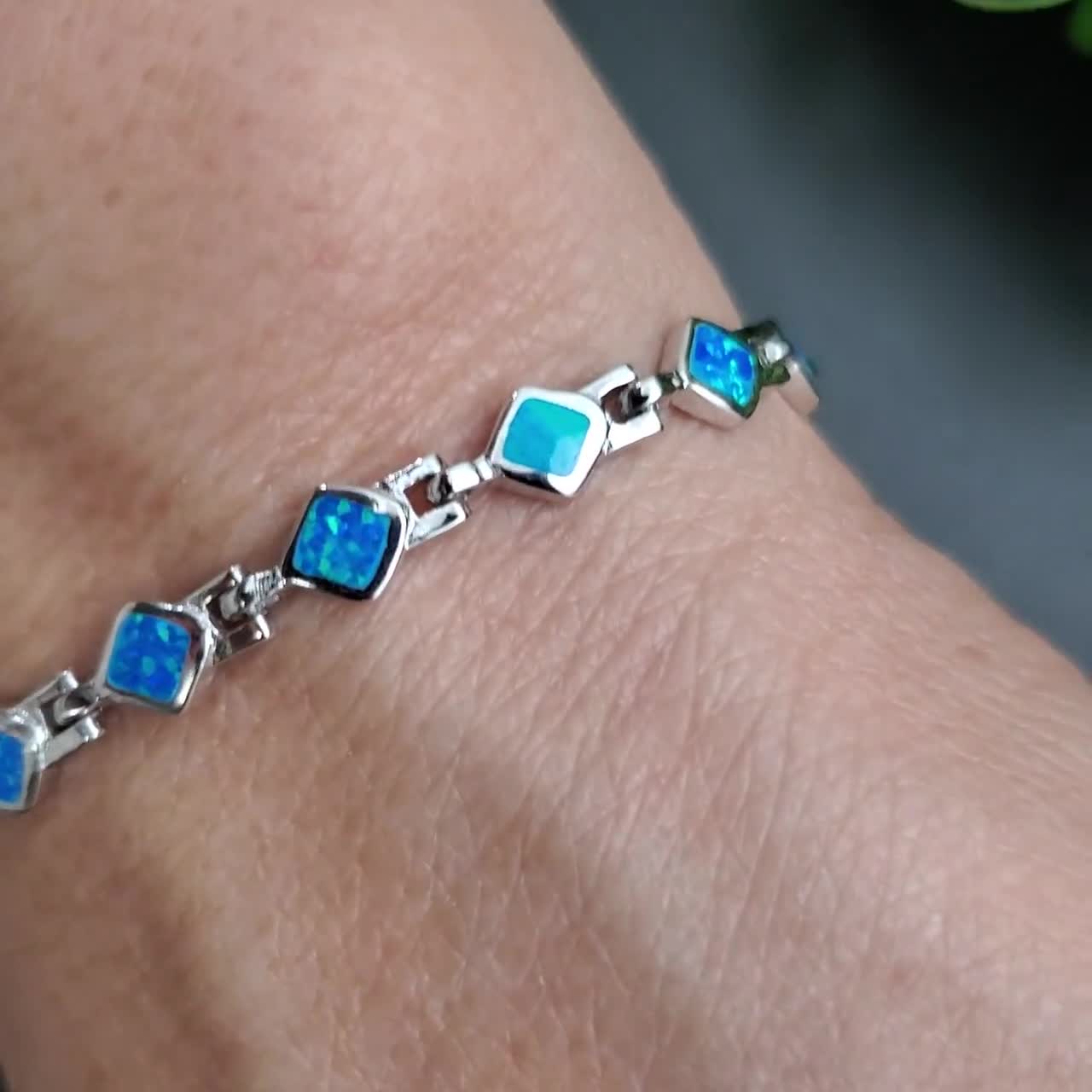 FFD #990 | Blue Opal Bracelet | Sterling Silver Opal Inlay