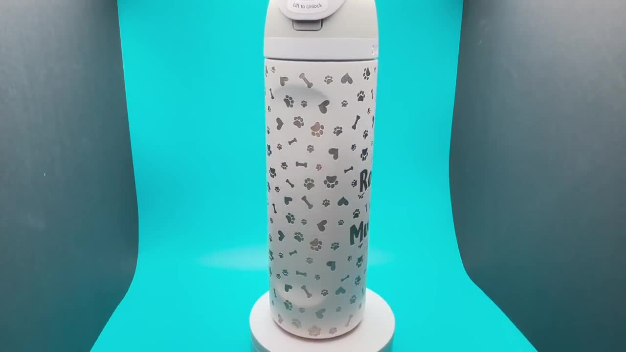 Engraved Dog Mom Owala Water Bottle, Paw Print Pattern, Personalized Gift video poster