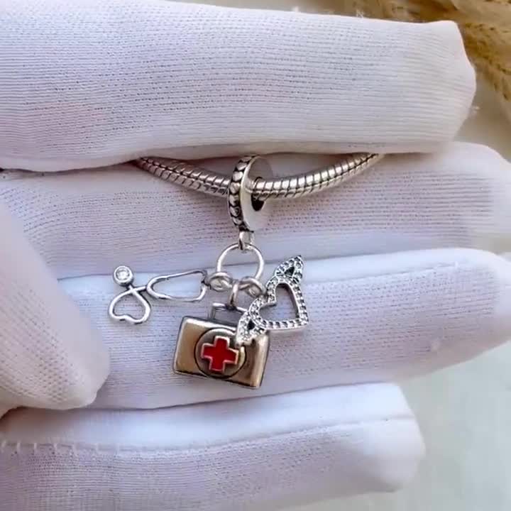 Ciondolo infermiere angelo in argento sterling: bracciale Pandora, regalo medico - Italia