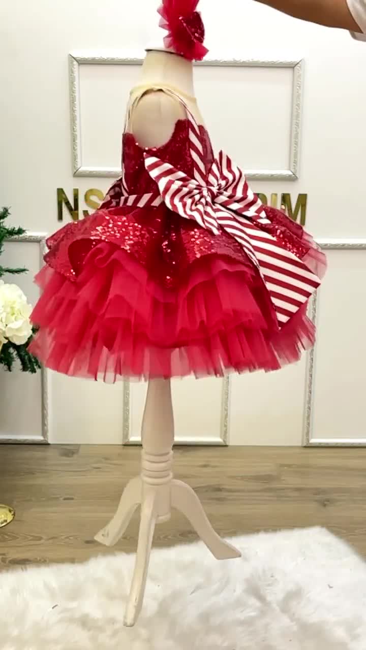 white long sleeve christmas dress Winter Cute Baby Girl Puffy Toddler Birthday Princess Dress XS:XS westernwinter white fabric Reeve Baby Blue Square