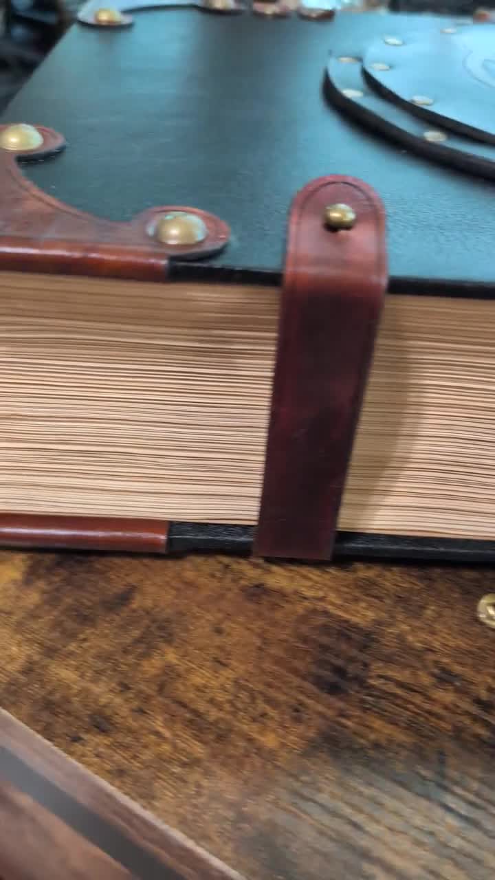 Ancient Triquetra blank leather book. Unique. 9"X12" video poster