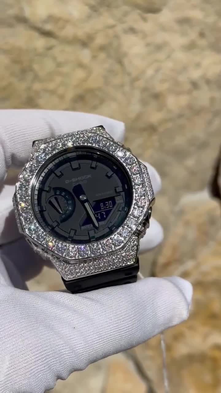 モアッサナイト アイスアウト カシオ Gショック GA-2100 – 925シルバー