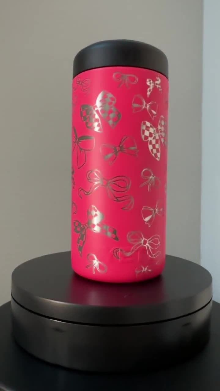 Custom Engraved YETI Slim Can Cooler: Bows Design, 12 oz COLSTER® video poster