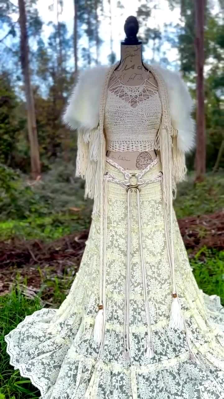 Alfheim Wedding Set, Norse Pagan Bridal Gown, Handfasting Outfit