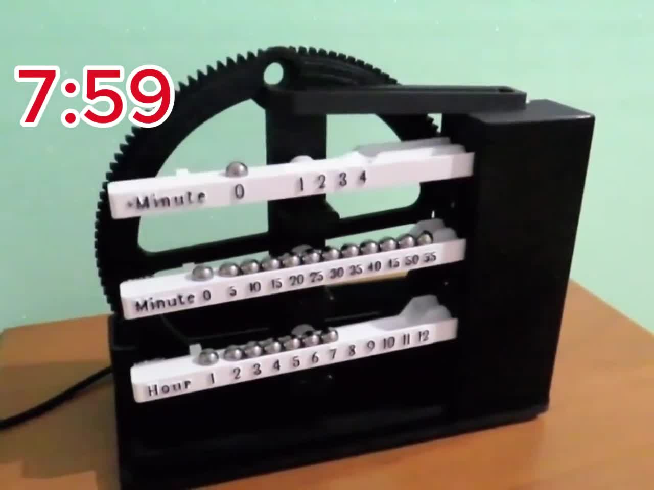 Rolling Ball Clock, Kinetic Time Machine, Automaton, Handmade Desk