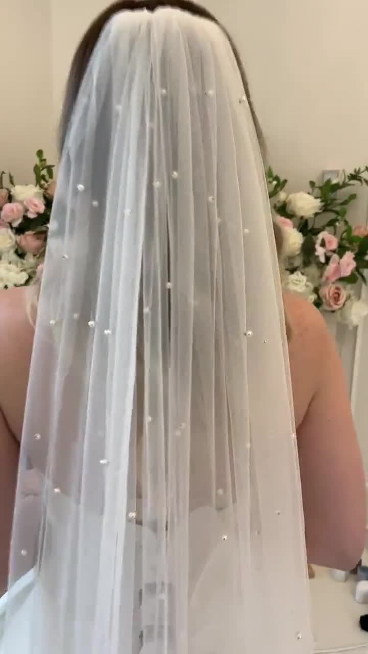 Ivory Pearl Bridal Veil, Knee Length Waltz Veil (1.5M) - Etsy