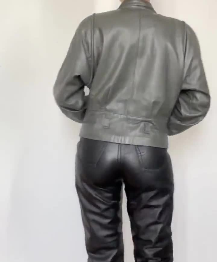 Leather grey outlet jacket