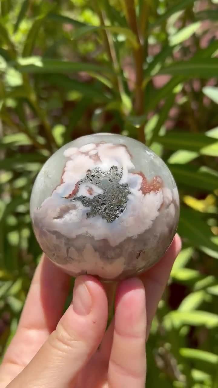 大きなドゥルージー フラワー アゲート x グリーン クォーツ