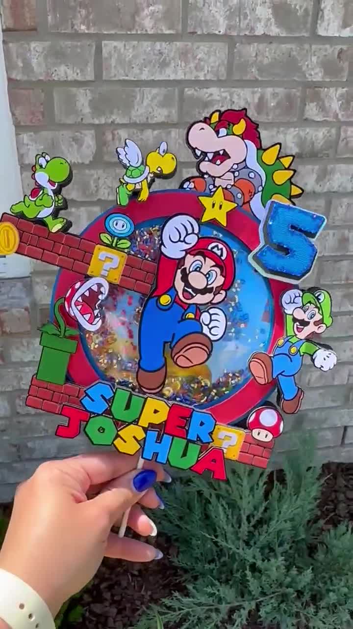 Super Mario Bros inspired personalized cake topper party decoration video poster
