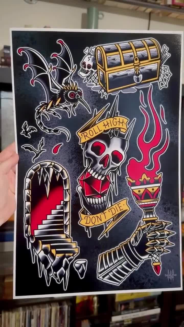 Shadowdark - Tattoo Flash Sheet - Art Print - Etsy