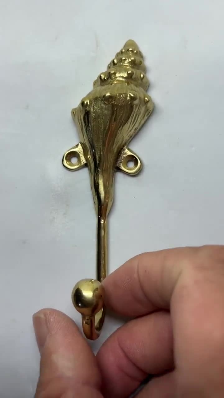 Small 2 Brass 5 Inch Shell Shape Coat Solid Brass Hook Old Style Cm Wall  Mounted Old Style Beach Hand Cast Inch Many Finishes 