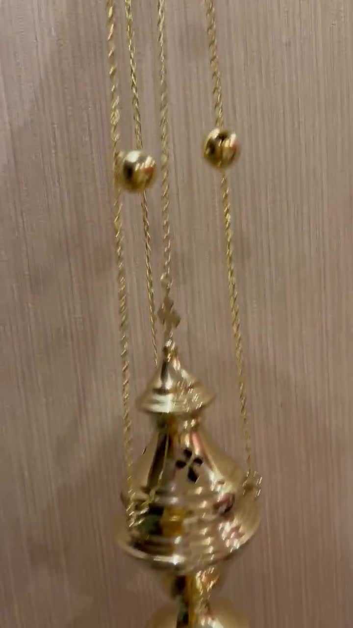 Needzo Incensario De Latón Colgante Tallado, Quemador De Incienso Religioso, 33 Pulgadas