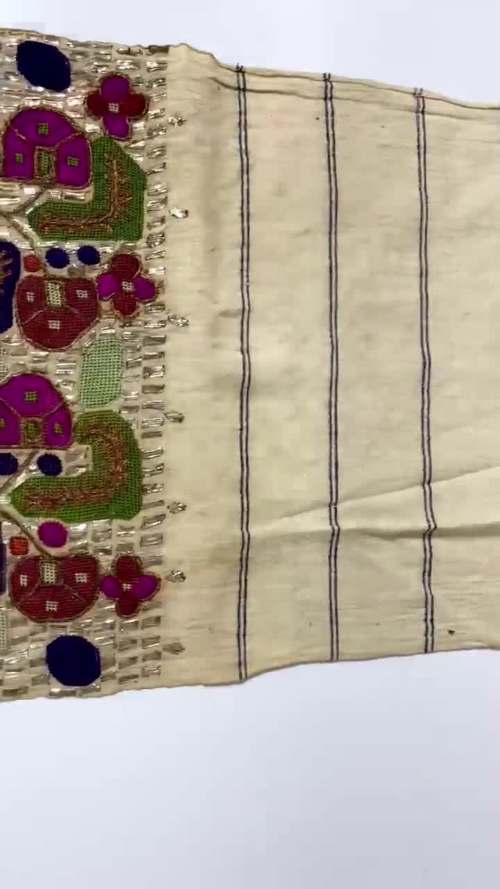 20世紀の古代ギリシャ刺繍、ヴィンテージの刺繍タオル、工芸品、民俗